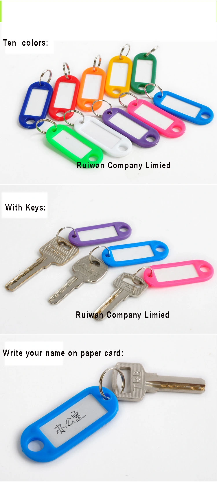 Wholesale Plastic ID Name Card Key Tag with Blank Label