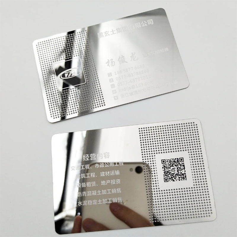 Cr80 Customized Personality Stainless Steel Metal Business Card with Qr Code