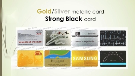 Cartão VIP de plástico Cartão de presente Fidelidade Cartão de PVC com tela de seda dourada/Hot Stamp Gold/Laser Stamp Gold